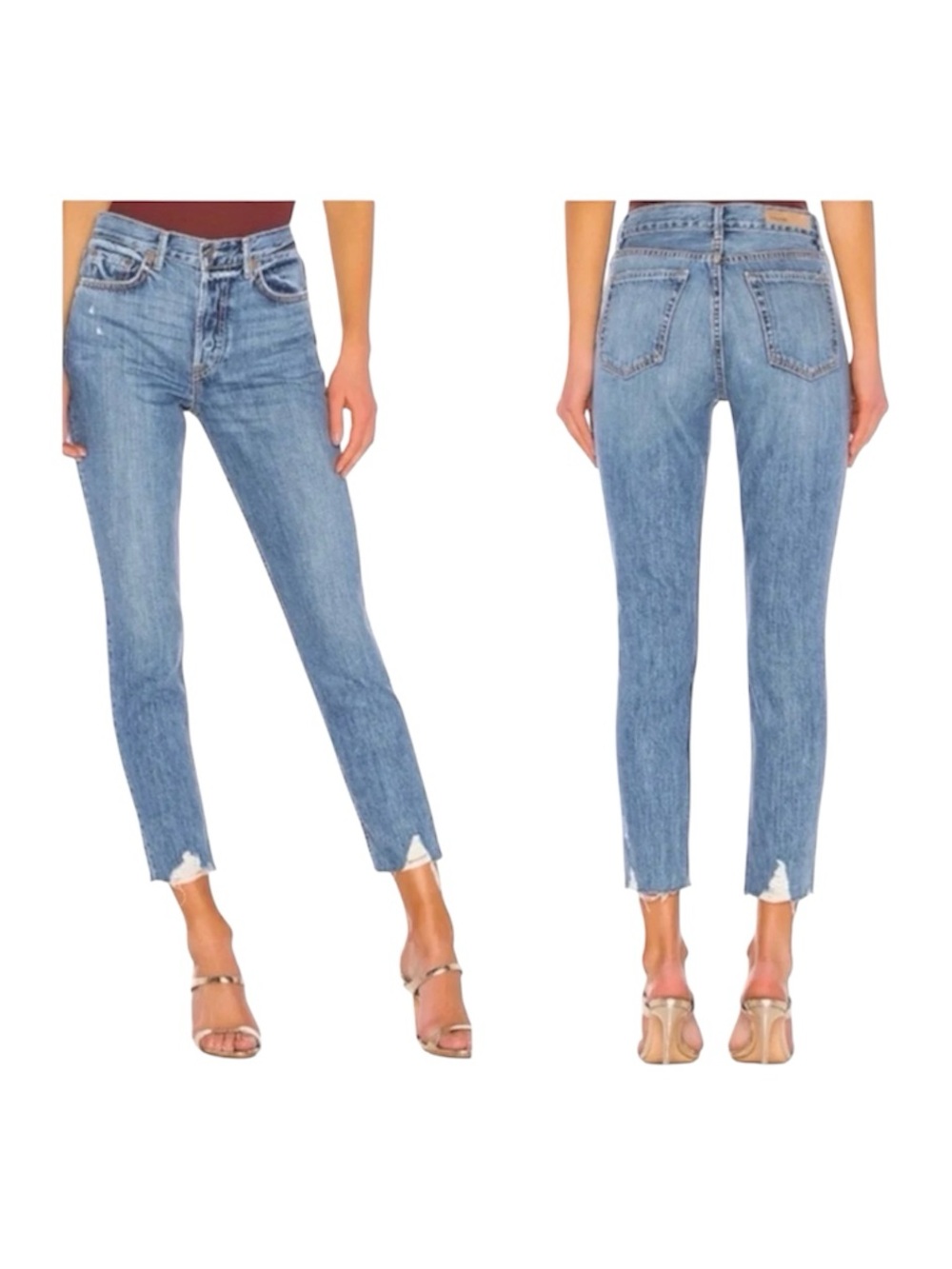 GRLFRND Karolina Jeans Forget Me Never Raw Hem Ankle Organic Cotton Size 25